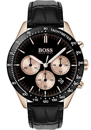 Hugo Boss Talent Chronograph Black Dial Black Leather Strap Watch For Men - 1513580 Authentic Buy Shop Now