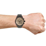 Hugo Boss Grand Prix Silver Dial Grey Leather Strap Watch for Men - 1513603 Authentic Buy Shop Now