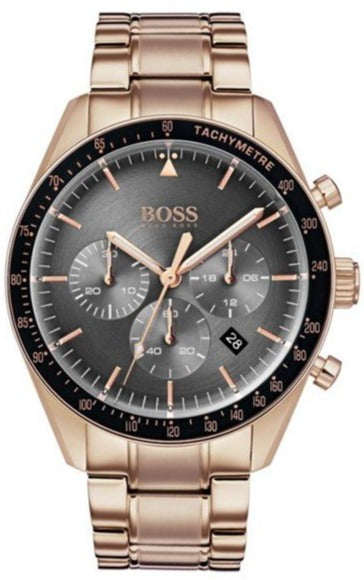 Hugo Boss Trophy Grey Dial Rose Gold Steel Strap Watch for Men - 1513632 Authentic Buy Shop Now