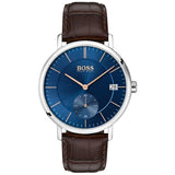 Hugo Boss Corporal Blue Dial Brown Leather Strap Watch for Men - 151363 Authentic Buy Shop Now