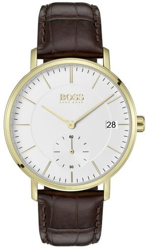 Hugo Boss Corporal White Dial Brown Leather Strap Watch for Men - 1513640 Authentic Buy Shop Now