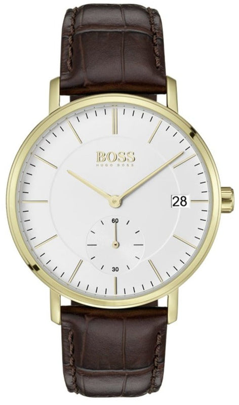 Hugo Boss Corporal White Dial Brown Leather Strap Watch for Men - 1513640 Authentic Buy Shop Now