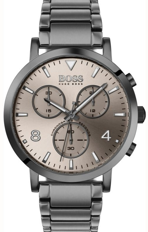 Hugo Boss Spirit Chronograph Grey Dial Grey Steel Strap Watch for Men - 1513695 Authentic Buy Shop Now