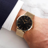 Hugo Boss Horizon Quartz Black Dial Gold Mesh Bracelet Watch For Men - HB1513735 Authentic Buy Shop Now