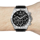 Hugo Boss Hero Chronograph Black Dial Black Leather Strap Watch For Men - 1513752 Authentic Buy Shop Now