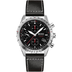 Hugo Boss Aero Chronograph Black Dial Black Leather Strap Watch for Men - 1513770 Authentic Buy Shop Now