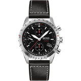 Hugo Boss Aero Chronograph Black Dial Black Leather Strap Watch for Men - 1513770 Authentic Buy Shop Now