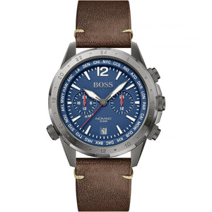 Hugo Boss Nomad Blue Dial Brown Leather Strap Watch for Men - 1513773 Authentic Buy Shop Now