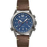 Hugo Boss Nomad Blue Dial Brown Leather Strap Watch for Men - 1513773 Authentic Buy Shop Now