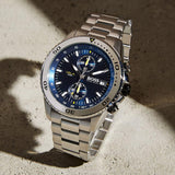 Hugo Boss Vela Chronograph Diver Blue Dial Silver Steel Strap Watch for Men - 1513775 Authentic Buy Shop Now