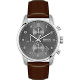 Hugo Boss Skymaster Grey Dial Brown Leather Strap Watch for Men - 1513787 Authentic Buy Shop Now