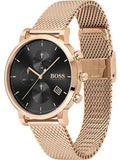 Hugo Boss Integrity Black Dial Gold Mesh Bracelet Watch for Men - 1513808 Authentic Buy Shop Now