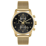 Hugo Boss Skymaster Black Dial Gold Mesh Bracelet Watch for Men - 1513838 Authentic Buy Shop Now