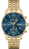 Hugo Boss Associate Blue Dial Gold Steel Strap Watch for Men - 1513841 Authentic Buy Shop Now