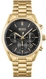 Hugo Boss Champion Black Dial Gold Steel Strap Watch for Men - 1513848 Authentic Buy Shop Now