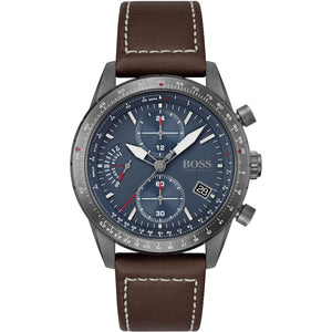 Hugo Boss Pilot Edition Blue Dial Brown Leather Strap Watch for Men - 1513852 Authentic Buy Shop Now