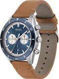 Hugo Boss Santiago Blue Dial Brown Leather Strap Watch for Men - 1513860 Authentic Buy Shop Now
