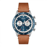 Hugo Boss Santiago Blue Dial Brown Leather Strap Watch for Men - 1513860 Authentic Buy Shop Now