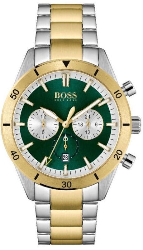 Hugo Boss Santiago Green Dial Two Tone Steel Strap Watch for Men - 1513872 Authentic Buy Shop Now