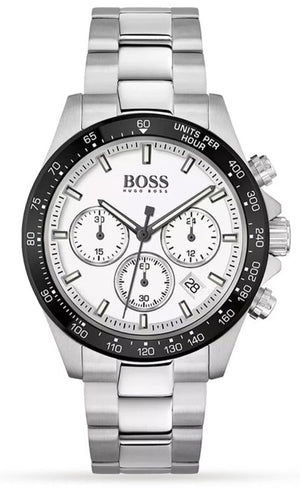Hugo Boss Hero Chronograph White Dial Silver Steel Strap Watch for Men - 1513875 Authentic Buy Shop Now