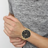 Hugo Boss Admiral Chronograph Black Dial Gold Mesh Bracelet Watch for Men - 1513906 Authentic Buy Shop Now