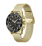 Hugo Boss Admiral Chronograph Black Dial Gold Mesh Bracelet Watch for Men - 1513906 Authentic Buy Shop Now