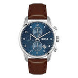 Hugo Boss Skymaster Blue Dial Brown Leather Strap Watch for Men - 1513940 Authentic Buy Shop Now