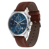 Hugo Boss Skymaster Blue Dial Brown Leather Strap Watch for Men - 1513940 Authentic Buy Shop Now