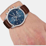 Hugo Boss Skymaster Blue Dial Brown Leather Strap Watch for Men - 1513940 Authentic Buy Shop Now