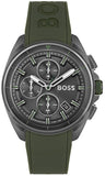 Hugo Boss Volane Chronograph Grey Dial Green Rubber Strap Watch For Men - 1513952 Authentic Buy Shop Now