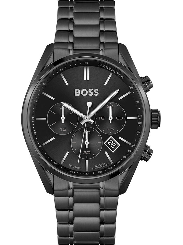 Hugo Boss Champion Black Dial Black Steel Strap Watch for Men - 1513960 Authentic Buy Shop Now