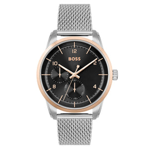 Hugo Boss Sophio Black Dial Silver Mesh Bracelet Watch for Men -1513961 Authentic Buy Shop Now