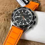 Hugo Boss Energy Chronograph Quartz Black Dial Orange Rubber Strap Watch For Men - 1513970 Authentic Buy Shop Now