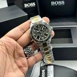 Hugo Boss Energy Chronograph Grey Dial Two Tone Steel Strap Watch For Men - 1513974 Authentic Buy Shop Now