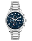 Hugo Boss View Chronograph Blue Dial Silver Steel Strap Watch For Men - 1513989 Authentic Buy Shop Now