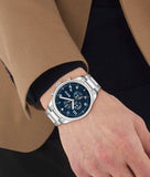 Hugo Boss View Chronograph Blue Dial Silver Steel Strap Watch For Men - 1513989 Authentic Buy Shop Now