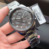 Hugo Boss View Chronograph Grey Dial Grey Steel Strap Watch For Men - 1513991 Authentic Buy Shop Now