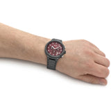 Hugo Boss One Chronograph Red Dial Grey Steel Strap Watch For Men - 1514000 Authentic Buy Shop Now