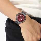 Hugo Boss One Chronograph Red Dial Grey Steel Strap Watch For Men - 1514000 Authentic Buy Shop Now