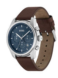 Hugo Boss Attitude Blue Dial Brown Leather Strap Watch for Men - 1513606 Authentic Buy Shop Now
