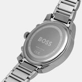Hugo Boss Trace Chronograph Red Dial Silver Steel Strap Watch For Men - 1514004 Authentic Buy Shop Now