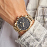 Hugo Boss Trace Chronograph Black Dial Gold Steel Strap Watch For Men - 1514006 Authentic Buy Shop Now