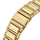 Hugo Boss Trace Chronograph Black Dial Gold Steel Strap Watch For Men - 1514006 Authentic Buy Shop Now