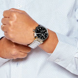 Hugo Boss View Chronograph Black Dial Silver Steel Strap Watch For Men - 1514008 Authentic Buy Shop Now