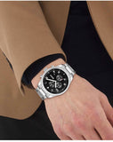 Hugo Boss View Chronograph Black Dial Silver Steel Strap Watch For Men - 1514008 Authentic Buy Shop Now