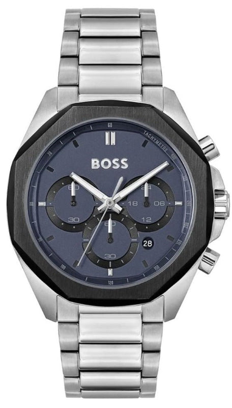 Hugo Boss Cloud Chronograph Blue Dial Silver Steel Strap Watch For Men - 1514015 Authentic Buy Shop Now