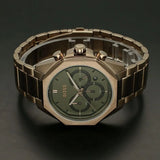 Hugo Boss Classic Chronograph Green Dial Beige Gold Steel Strap Watch For Men - 1514019 Authentic Buy Shop Now