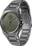 Hugo Boss Steer Chronograph Grey Dial Grey Steel Strap Watch For Men - 1514045 Authentic Buy Shop Now