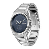 Hugo Boss Steer Chronograph Blue Dial Silver Steel Strap Watch For Men - 1514048 Authentic Buy Shop Now