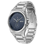 Hugo Boss Steer Chronograph Blue Dial Silver Steel Strap Watch For Men - 1514048 Authentic Buy Shop Now